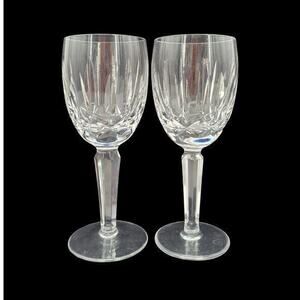 WATERFORD Crystal Irish KILDARE Set Of 2 CLARET WINE GLASSES Stemware 6 1/2" 6-6